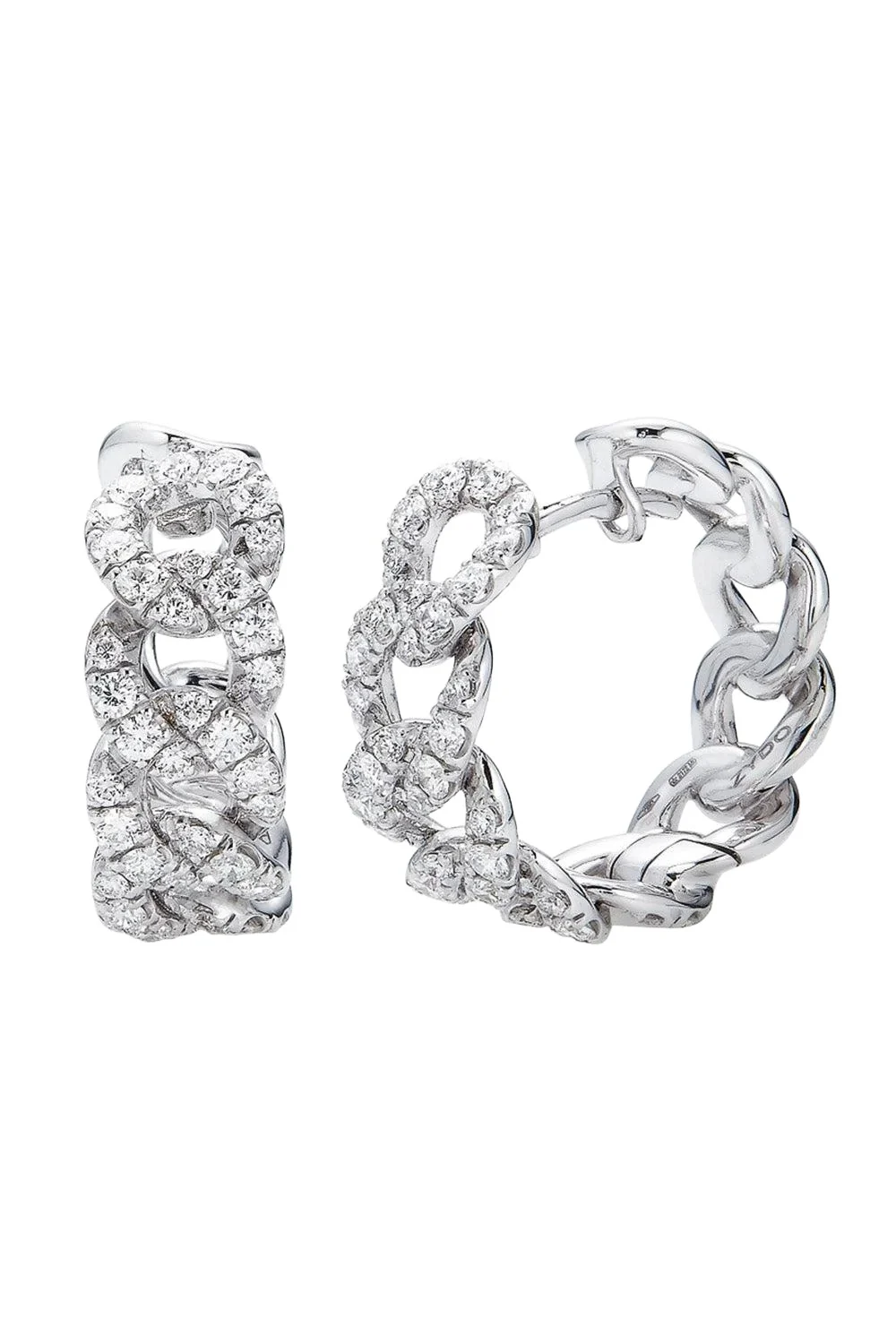 Diamond Cuban Chain Hoop Earrings