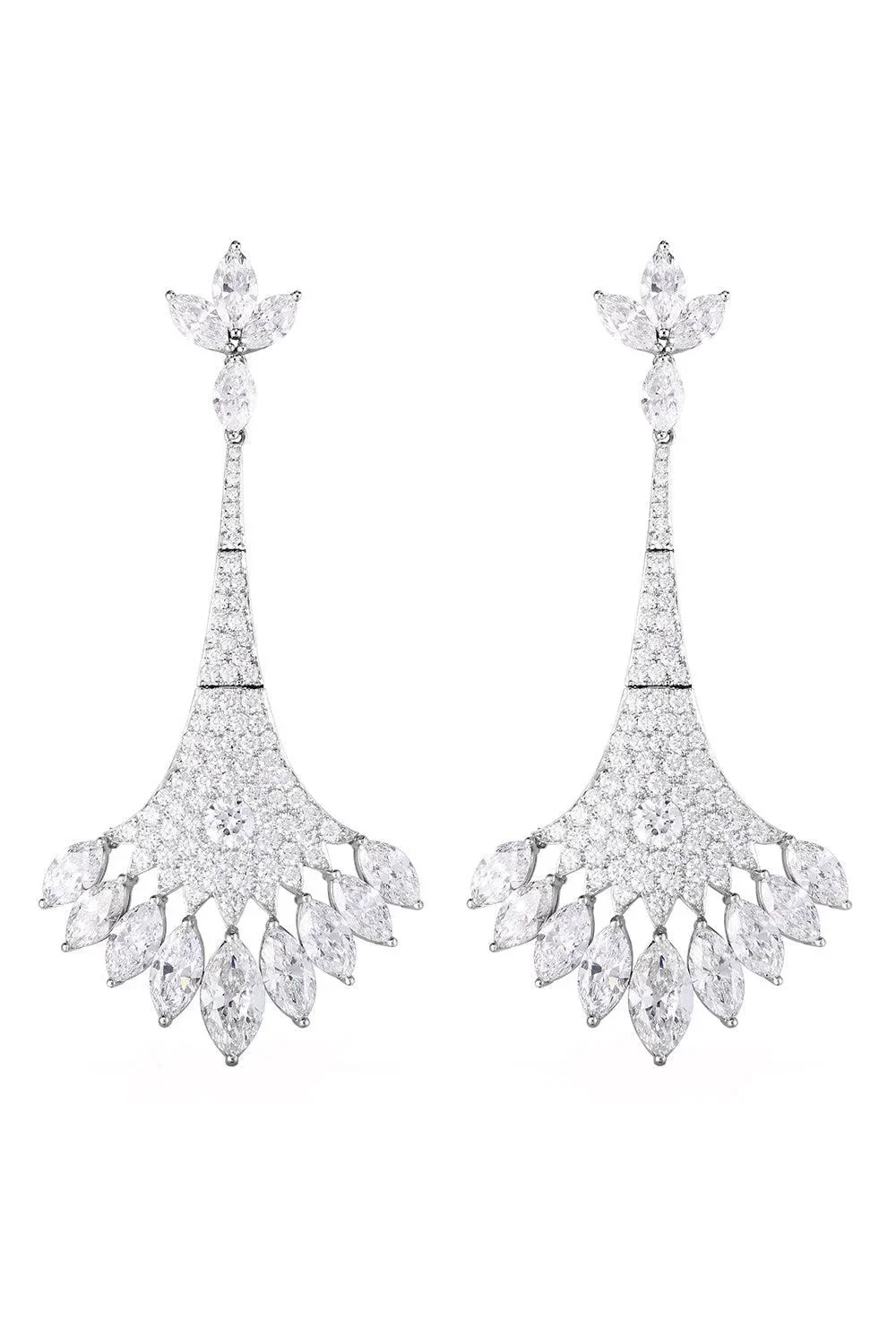 Diamond Fan Drop Earrings Diamond Fan Drop Earrings