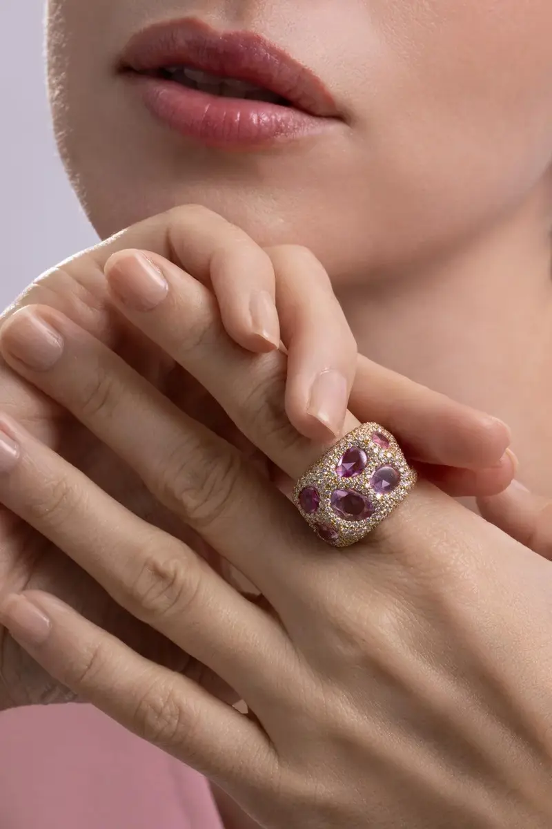 CICADA Pink Sapphire Diamond Cobblestone Ring | Thumbnail 4