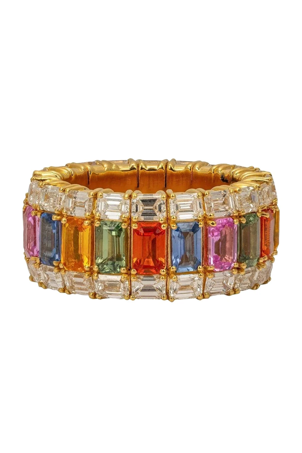 Zydo Sapphire Diamond Multi Color Stretch Ring