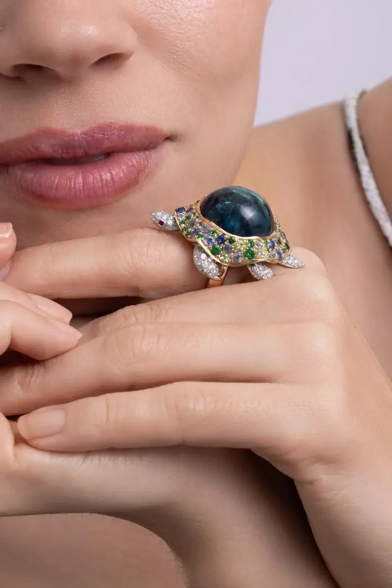 CICADA Tourmaline Diamond Turle Shaker Ring | Thumbnail 2 CICADA Tourmaline Diamond Turle Shaker Ring | Thumbnail 2