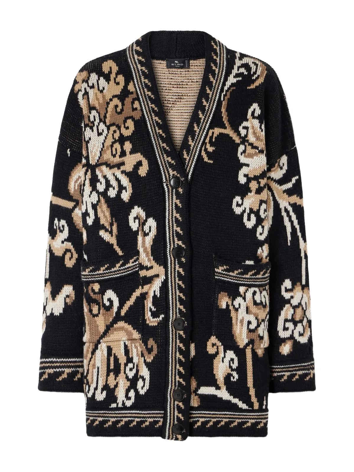 Jacquard-knit Wool Cardigan
