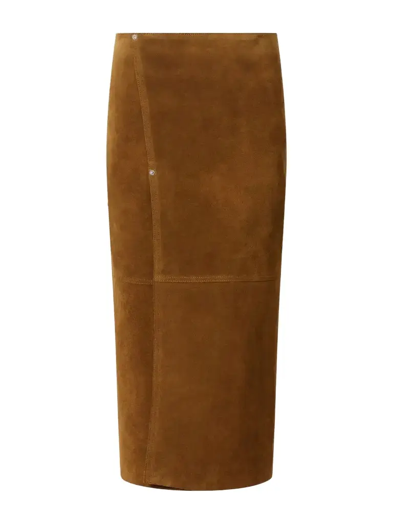 Studio Nicholson Melete Suede Midi Skirt | Image 1 Studio Nicholson Melete Suede Midi Skirt | Image 1