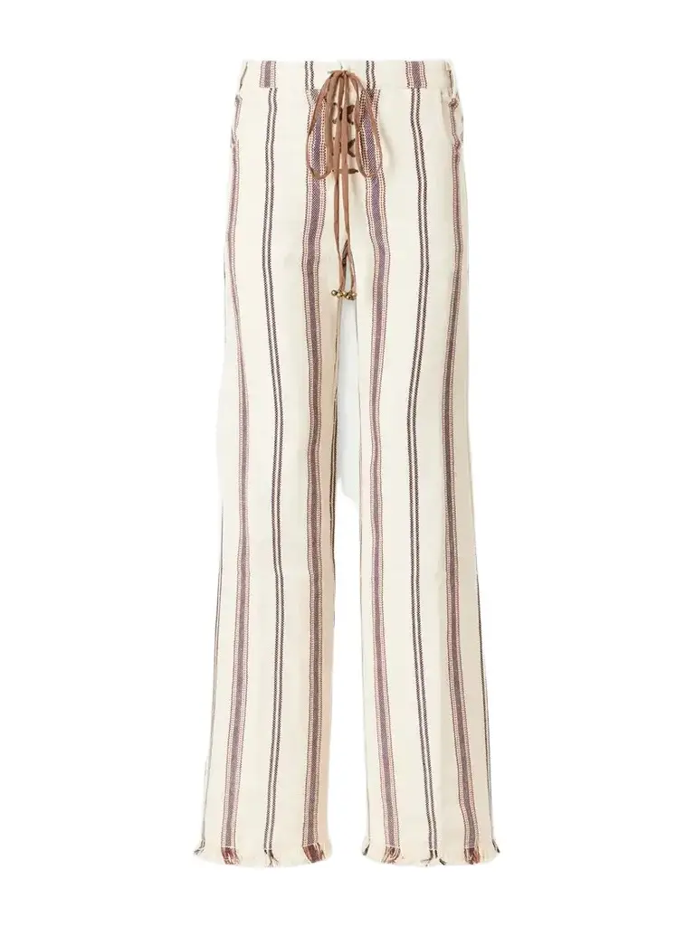 Cooper Striped Cotton And Linen-blend Wide-leg Pants Cooper Striped Cotton And Linen-blend Wide-leg Pants