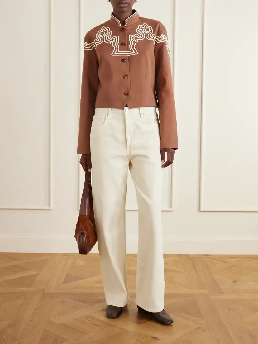 ALIX OF BOHEMIA Clarke Clove Spur Cropped Appliquéd Cotton-poplin Jacket | Thumbnail 2