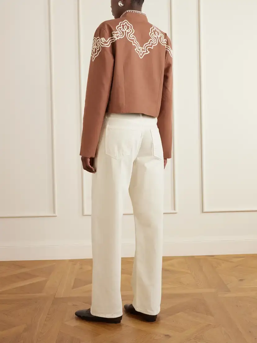 ALIX OF BOHEMIA Clarke Clove Spur Cropped Appliquéd Cotton-poplin Jacket | Thumbnail 3