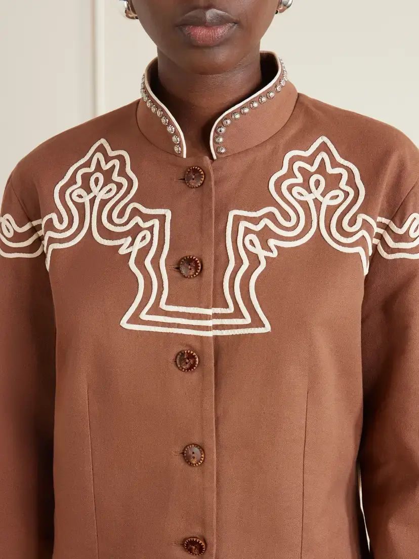 ALIX OF BOHEMIA Clarke Clove Spur Cropped Appliquéd Cotton-poplin Jacket | Thumbnail 4