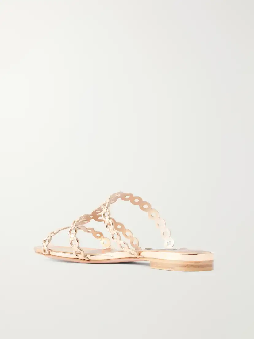 Aquazzura Infinity Chain Perforated Metallic-leather Flats | Thumbnail 3 Aquazzura Infinity Chain Perforated Metallic-leather Flats | Thumbnail 3