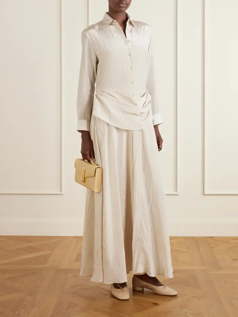 Abadia Draped Crinkled-satin Midi Dress | Thumbnail 2 Abadia Draped Crinkled-satin Midi Dress | Thumbnail 2