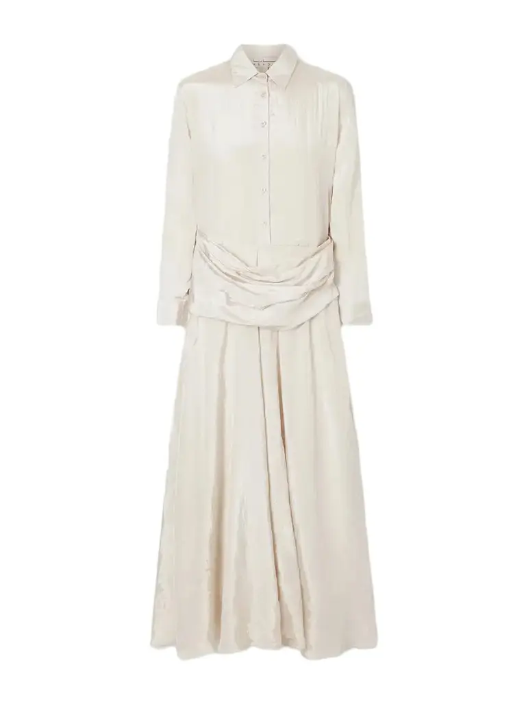 Abadia Draped Crinkled-satin Midi Dress | Image 1 Abadia Draped Crinkled-satin Midi Dress | Image 1