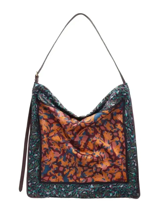 Dries Van Noten Printed Extra-large Leather-trimmed Satin Shoulder Bag