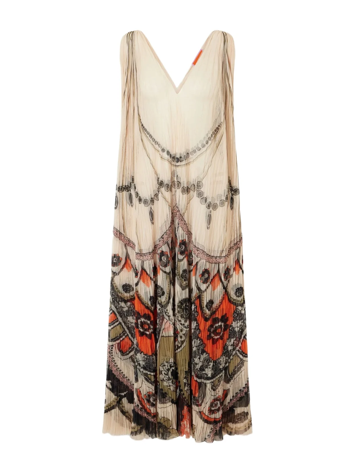La DoubleJ Twirling Pleated Printed Tulle Midi Dress