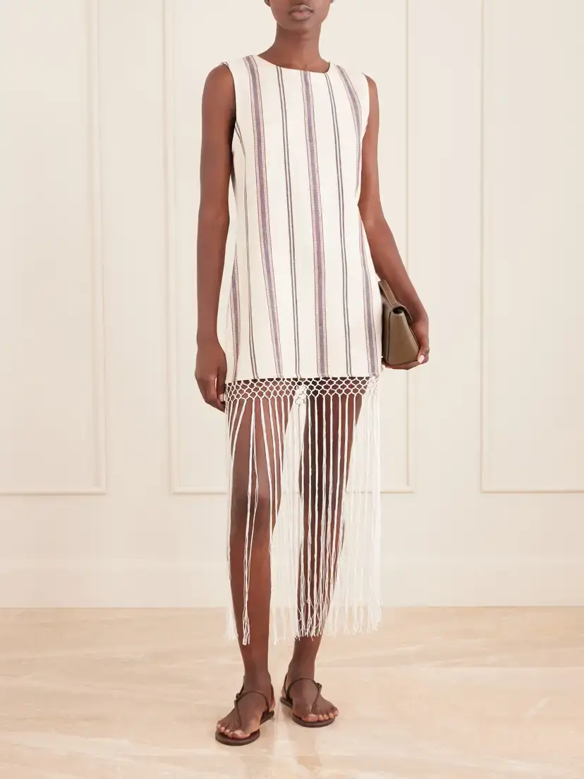 ALIX OF BOHEMIA Vita Fringed Striped Cotton And Linen-blend Mini Dress | Thumbnail 2