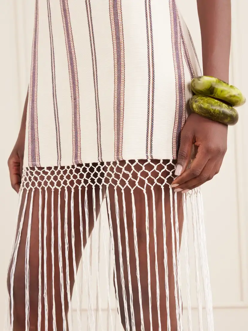 ALIX OF BOHEMIA Vita Fringed Striped Cotton And Linen-blend Mini Dress | Thumbnail 4