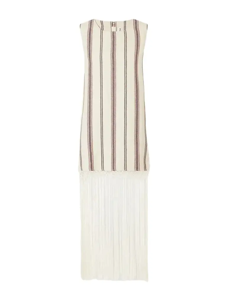 ALIX OF BOHEMIA Vita Fringed Striped Cotton And Linen-blend Mini Dress | Image 1 ALIX OF BOHEMIA Vita Fringed Striped Cotton And Linen-blend Mini Dress | Image 1