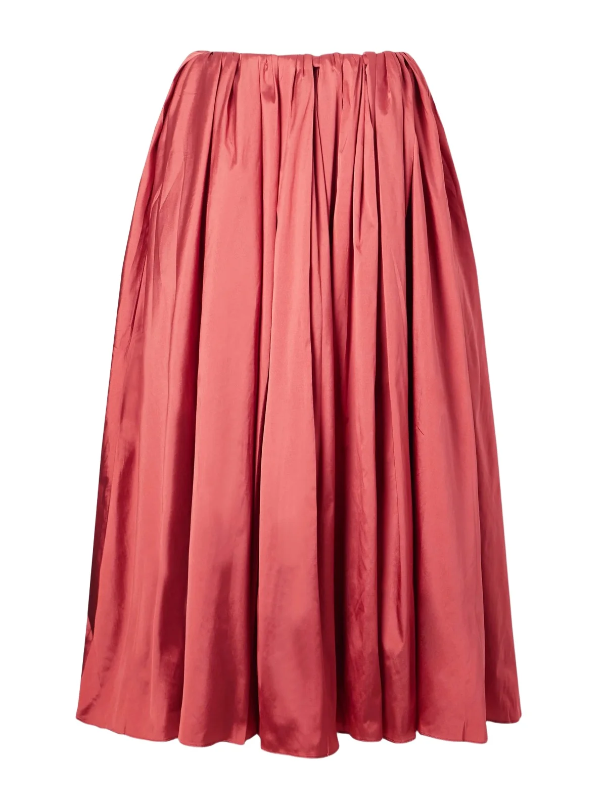 Abadia Elodie Pleated Duchess-satin Midi Skirt