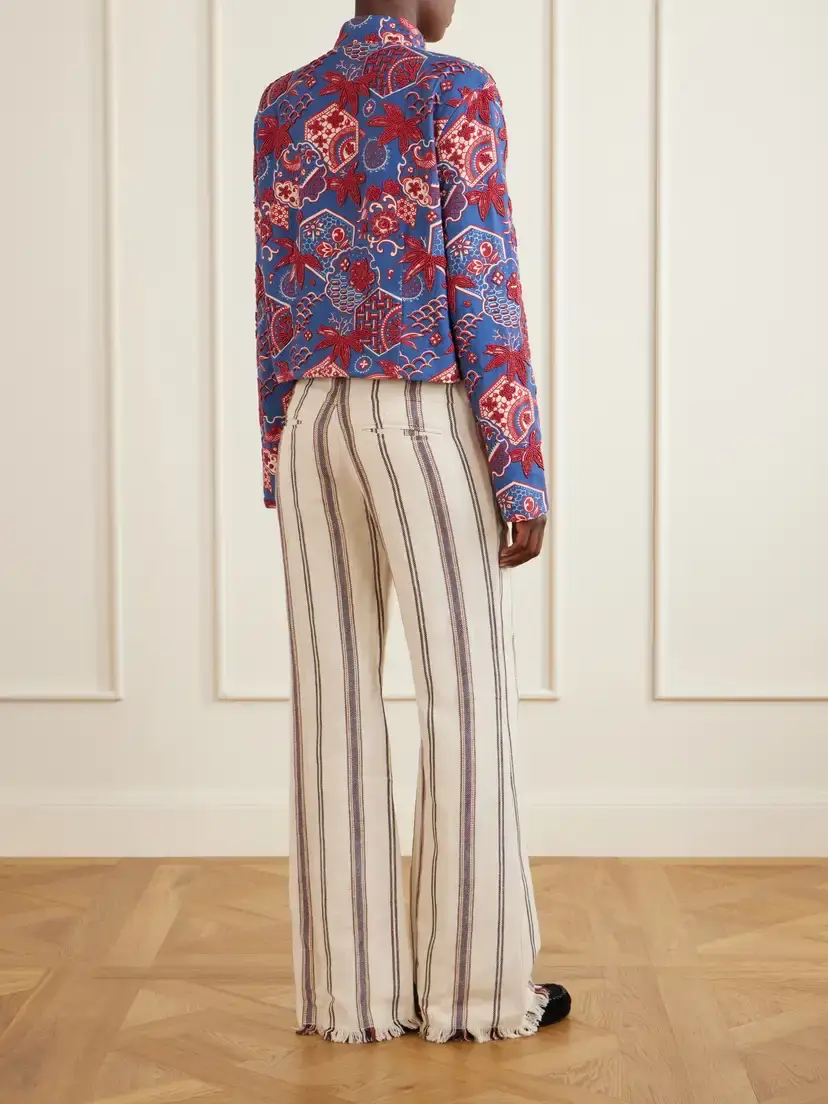 ALIX OF BOHEMIA Clarke Delft Hive Cropped Embellished Printed Cotton Jacket | Thumbnail 3