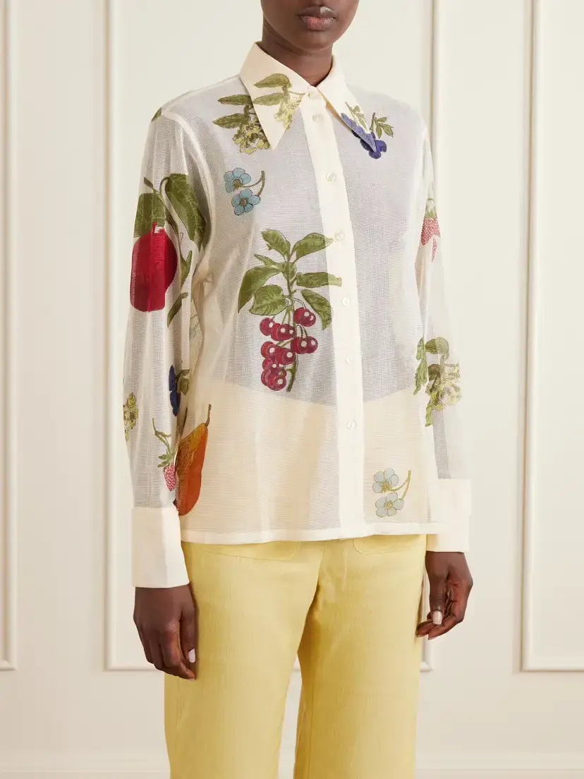 ALIX OF BOHEMIA Dana Nine Fruit Printed Cotton-mesh Shirt | Thumbnail 3 ALIX OF BOHEMIA Dana Nine Fruit Printed Cotton-mesh Shirt | Thumbnail 3