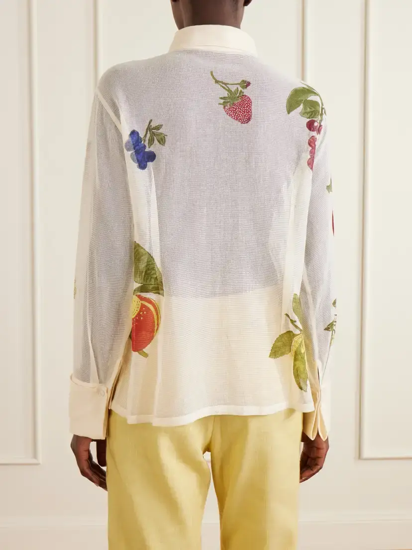 ALIX OF BOHEMIA Dana Nine Fruit Printed Cotton-mesh Shirt | Thumbnail 4 ALIX OF BOHEMIA Dana Nine Fruit Printed Cotton-mesh Shirt | Thumbnail 4