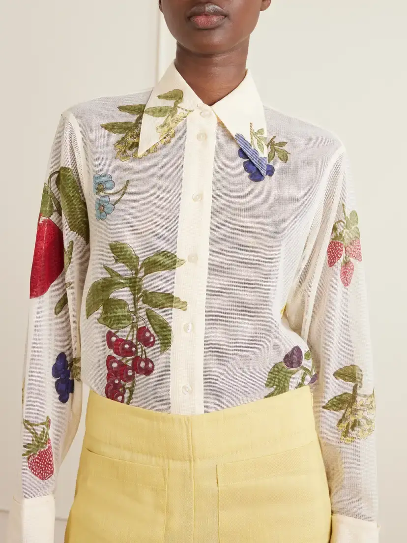 ALIX OF BOHEMIA Dana Nine Fruit Printed Cotton-mesh Shirt | Thumbnail 5 ALIX OF BOHEMIA Dana Nine Fruit Printed Cotton-mesh Shirt | Thumbnail 5