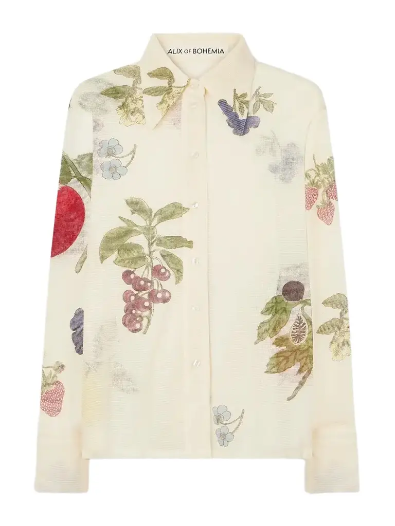 ALIX OF BOHEMIA Dana Nine Fruit Printed Cotton-mesh Shirt