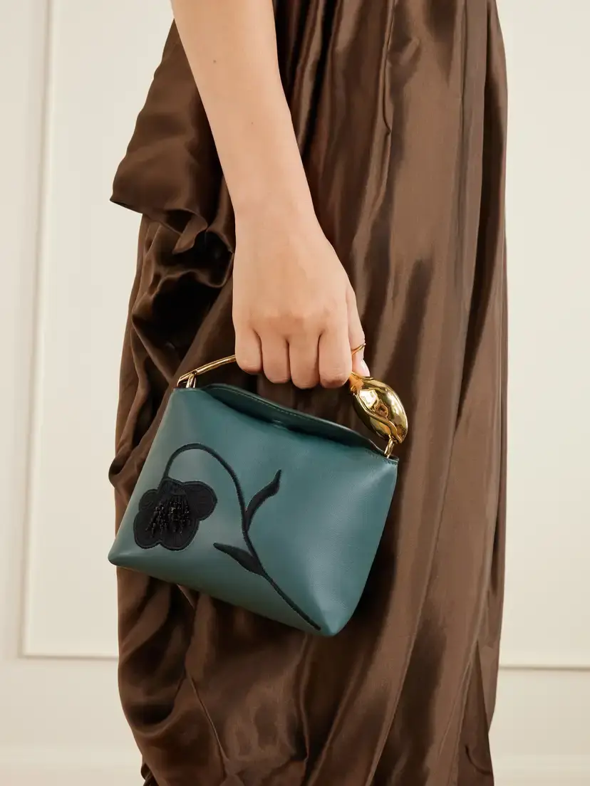 Erdem Bloom Medium Bead-embellished Embroidered Leather Clutch | Thumbnail 2 Erdem Bloom Medium Bead-embellished Embroidered Leather Clutch | Thumbnail 2