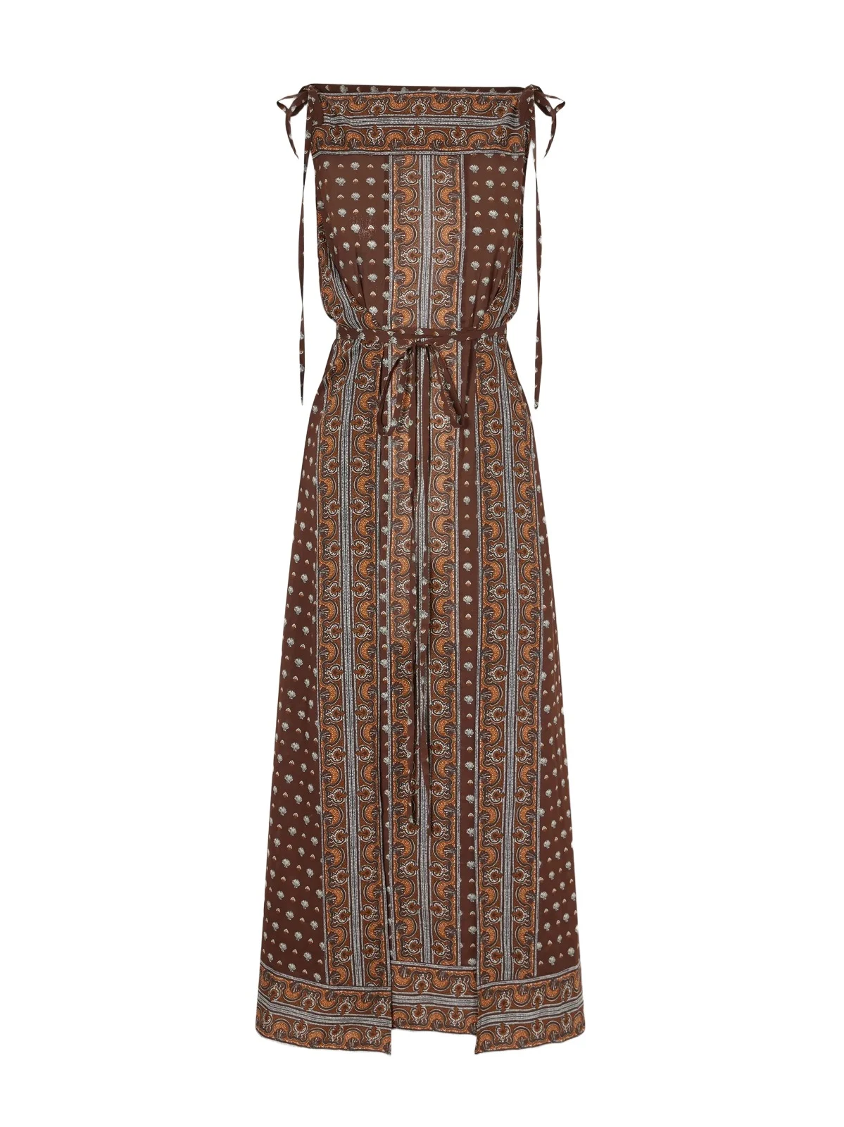 Amarante Belted Printed Organic Cotton-voile Midi Dress