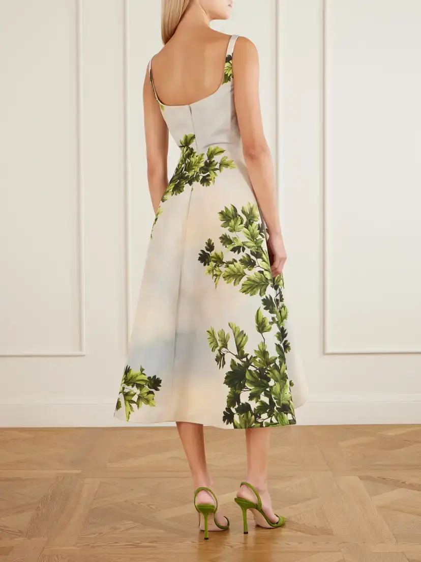 Oscar de la Renta Printed Faille Midi Dress | Thumbnail 3 Oscar de la Renta Printed Faille Midi Dress | Thumbnail 3