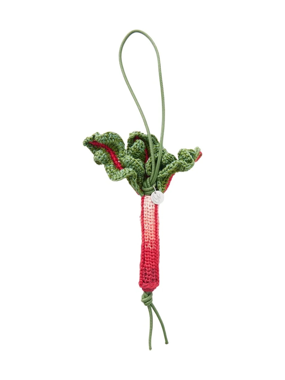 JW Anderson Rhubarb Leather-trimmed Crochet-knit Cotton Charm