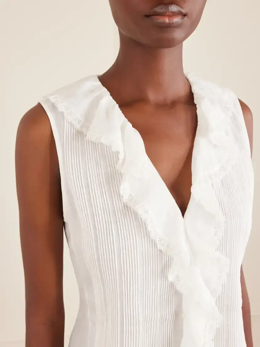 DÔEN Henrietta Ruffled Embroidered Ramie Mini Dress | Thumbnail 4 DÔEN Henrietta Ruffled Embroidered Ramie Mini Dress | Thumbnail 4