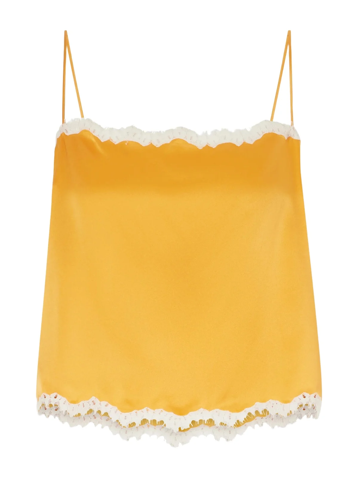 DÔEN Loure Lace-trimmed Silk-satin Top