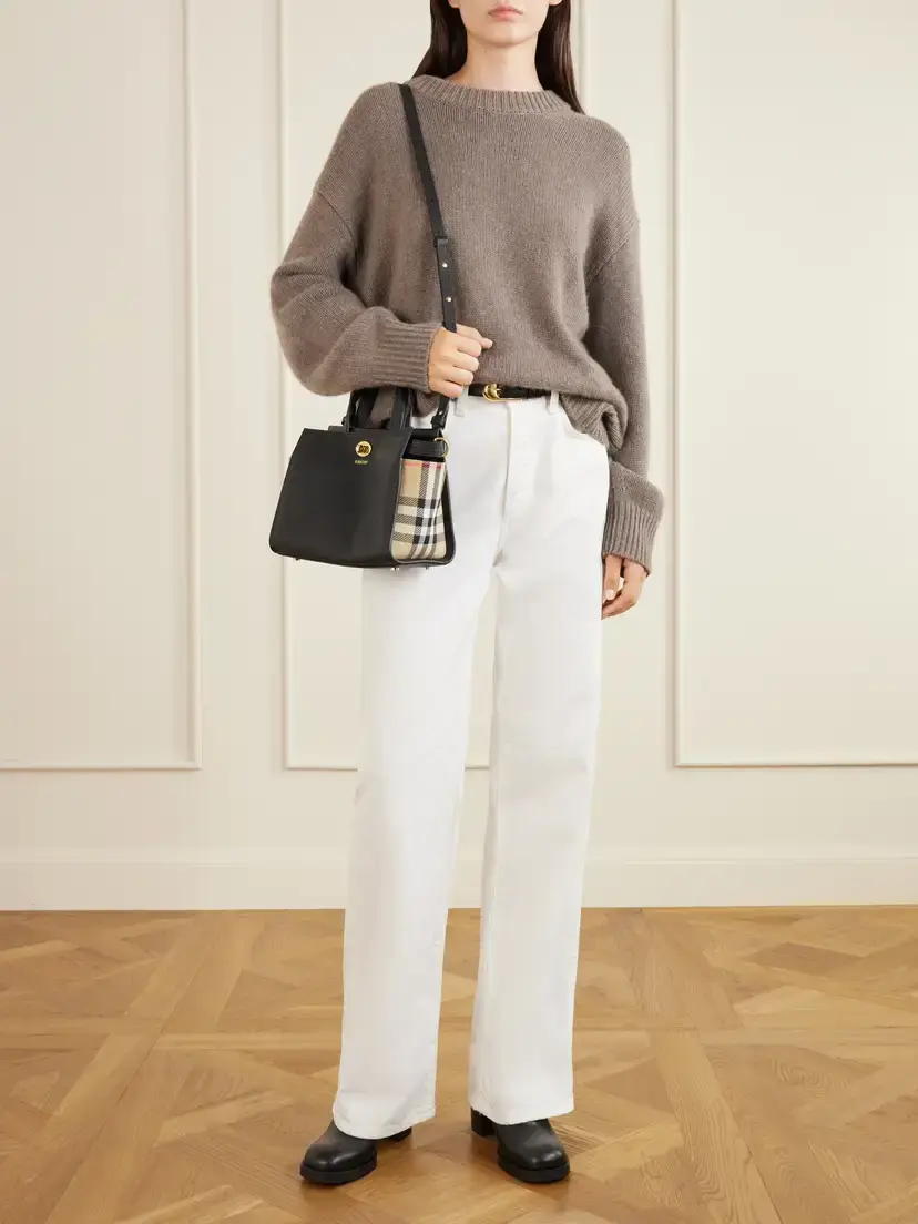 Burberry Huntley 70 Checked Canvas-trimmed Leather Ankle Boots | Thumbnail 4 Burberry Huntley 70 Checked Canvas-trimmed Leather Ankle Boots | Thumbnail 4