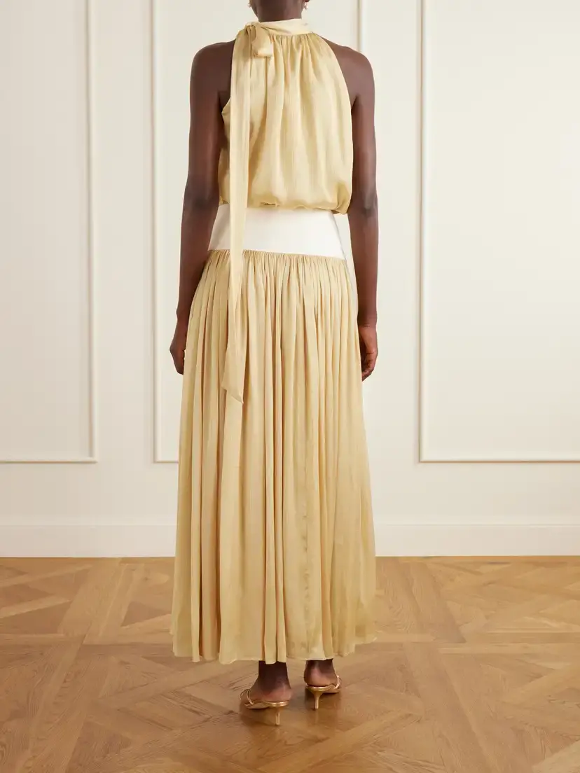 Abadia Knotted Halterneck Satin-trimmed Crepon Midi Dress | Thumbnail 3 Abadia Knotted Halterneck Satin-trimmed Crepon Midi Dress | Thumbnail 3