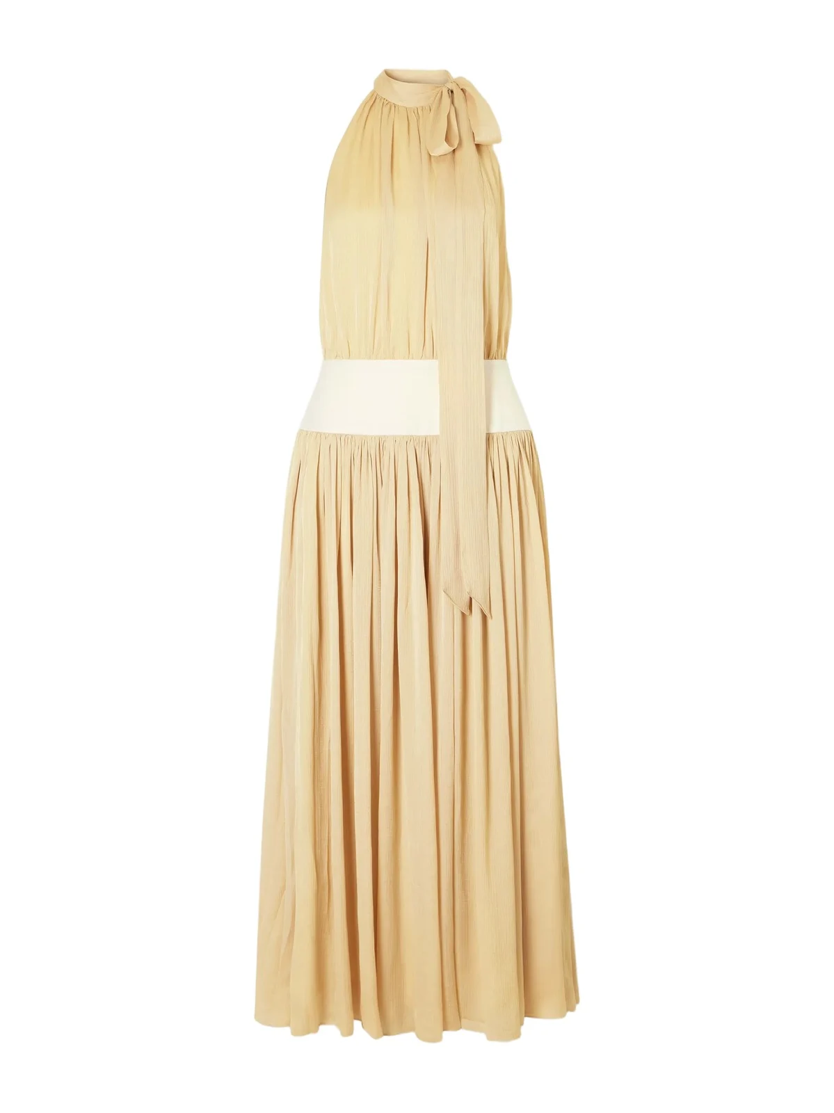 Knotted Satin-trimmed Crepon Halterneck Midi Dress
