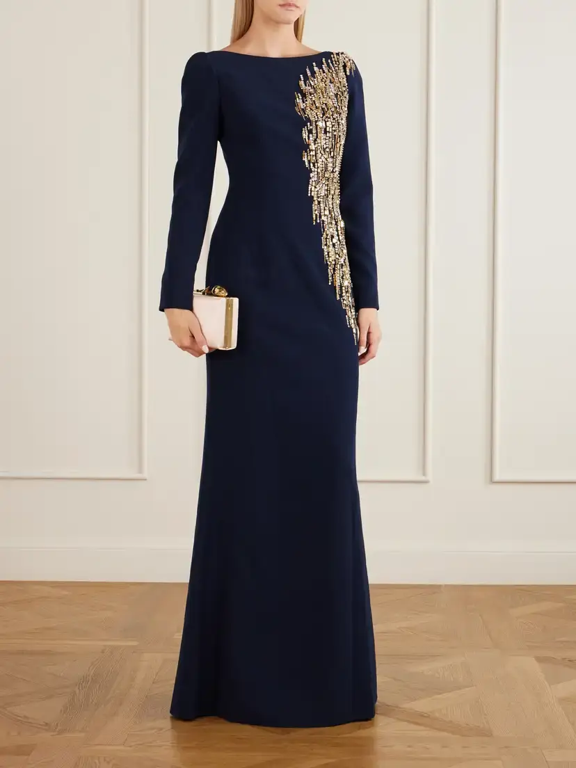 Jenny Packham Avana Crystal And Bead-embellished Crepe Gown | Thumbnail 2