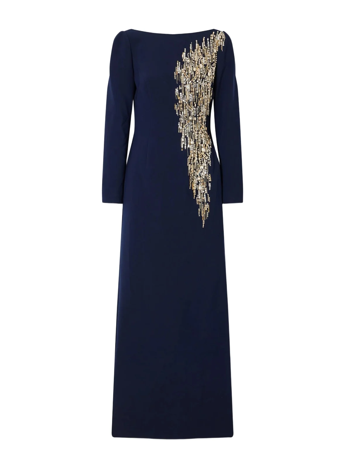 Avana Crystal And Bead-embellished Crepe Gown