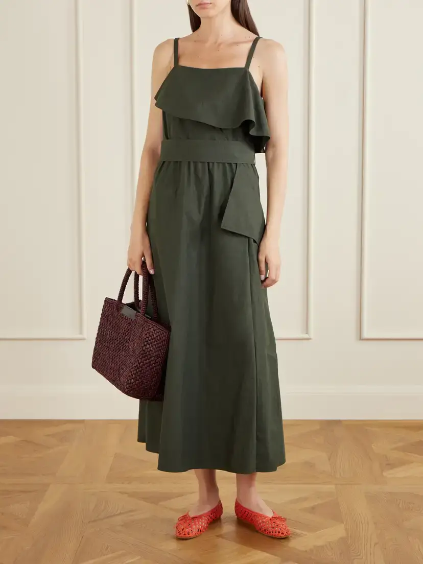 Proenza Schouler White Label Reign Belted Cotton-blend Midi Dress | Thumbnail 2