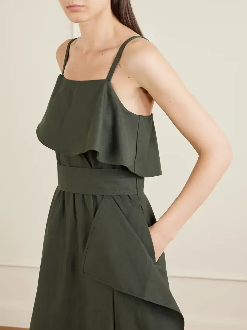 Proenza Schouler White Label Reign Belted Cotton-blend Midi Dress | Thumbnail 4