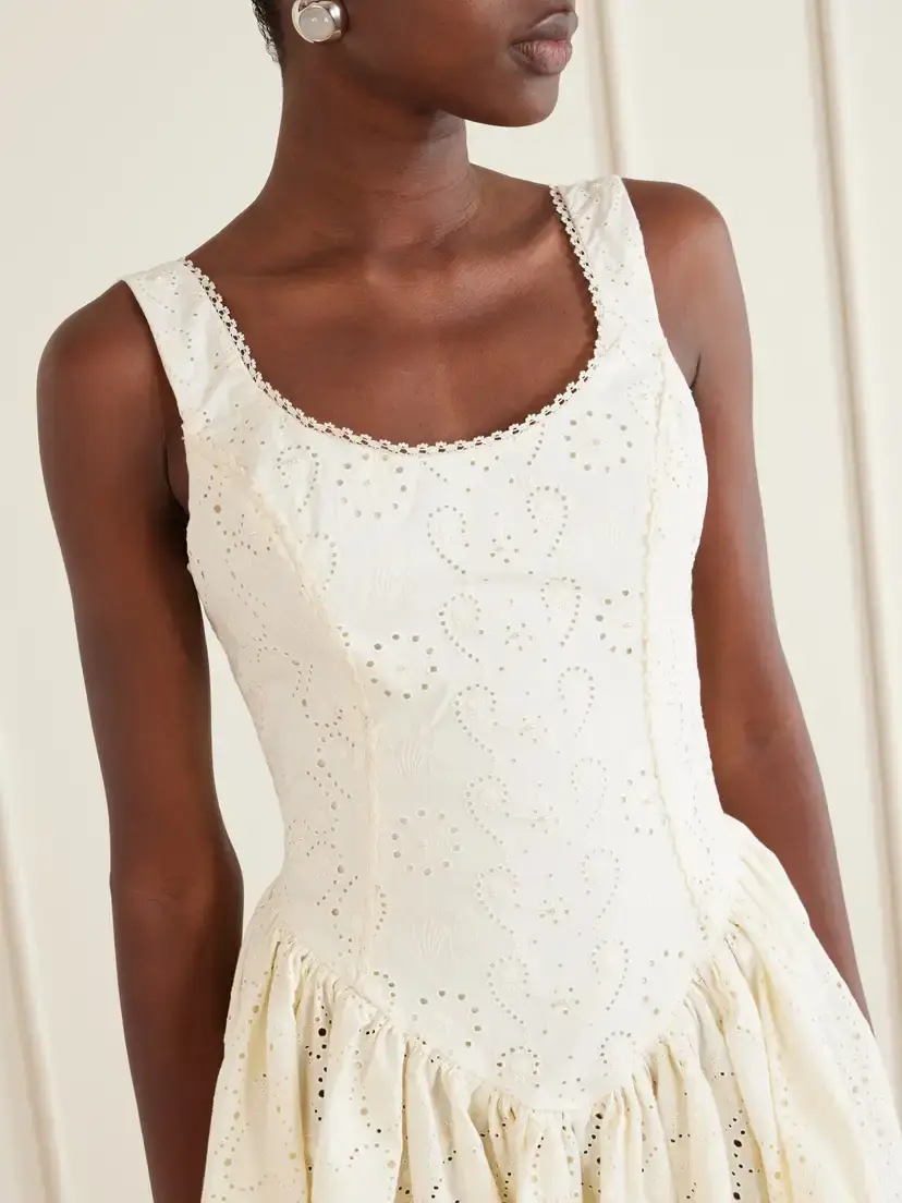 Agua by Agua Bendita Pluma Playa Broderie Anglaise Cotton Mini Dress | Thumbnail 4 Agua by Agua Bendita Pluma Playa Broderie Anglaise Cotton Mini Dress | Thumbnail 4