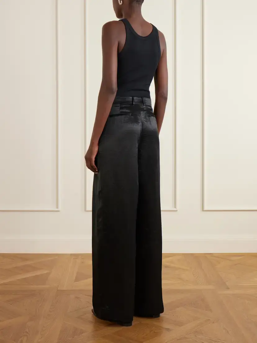 Abadia Pleated Satin High-waist Wide-leg Pants | Thumbnail 3 Abadia Pleated Satin High-waist Wide-leg Pants | Thumbnail 3