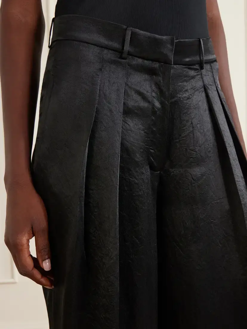 Abadia Pleated Satin High-waist Wide-leg Pants | Thumbnail 4 Abadia Pleated Satin High-waist Wide-leg Pants | Thumbnail 4