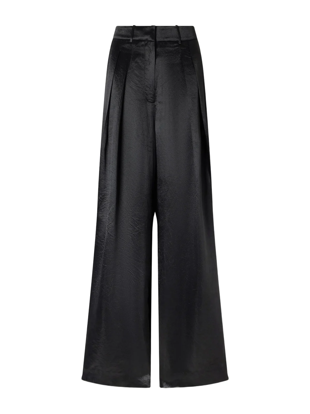Abadia Pleated Satin High-waist Wide-leg Pants