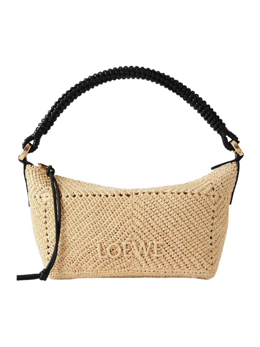 + Paula's Ibiza Cala Leather-trimmed Raffia Pouch + Paula's Ibiza Cala Leather-trimmed Raffia Pouch