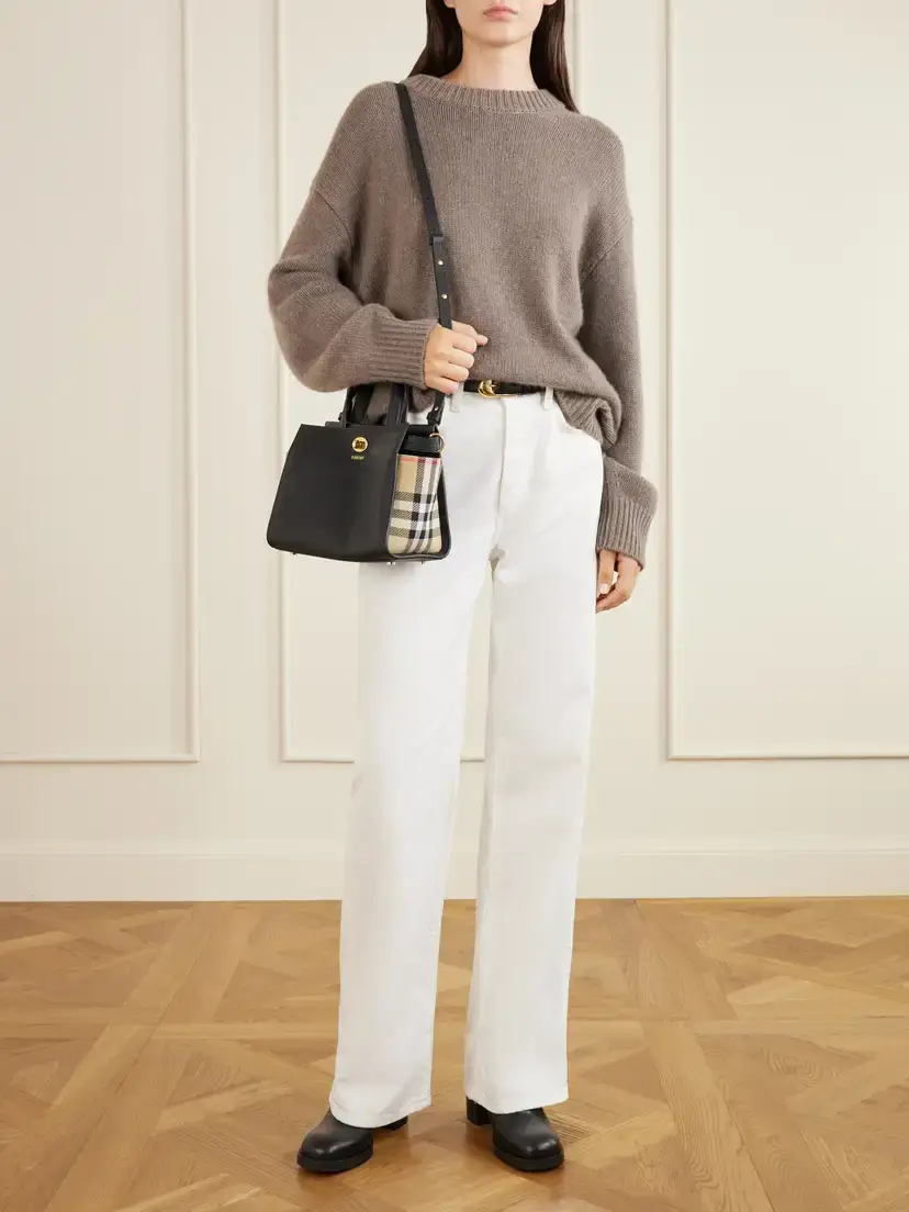Burberry Cotswolds Mini Checked Canvas-trimmed Leather Tote | Thumbnail 3 Burberry Cotswolds Mini Checked Canvas-trimmed Leather Tote | Thumbnail 3
