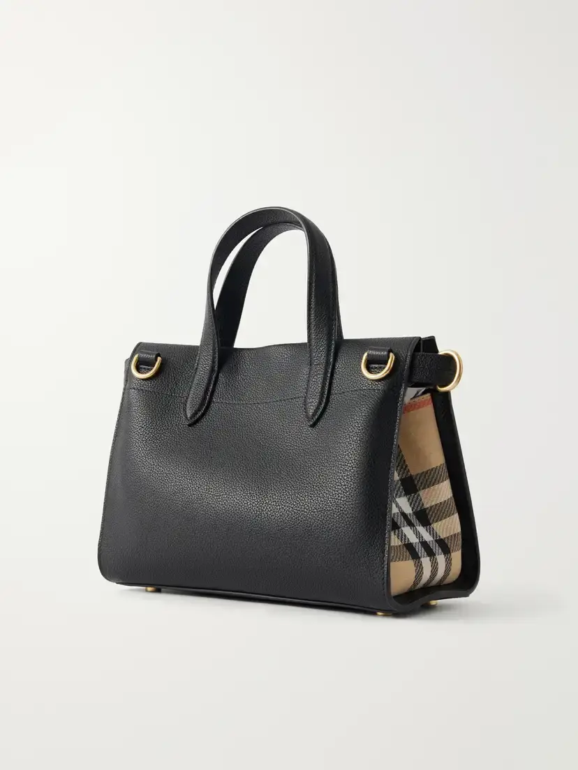 Burberry Cotswolds Mini Checked Canvas-trimmed Leather Tote | Thumbnail 4 Burberry Cotswolds Mini Checked Canvas-trimmed Leather Tote | Thumbnail 4