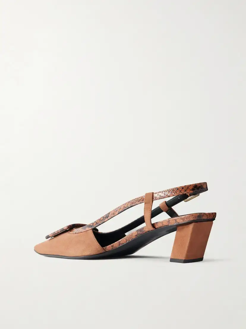 Roger Vivier 45 Snake-effect Leather-trimmed Suede Pumps | Thumbnail 3