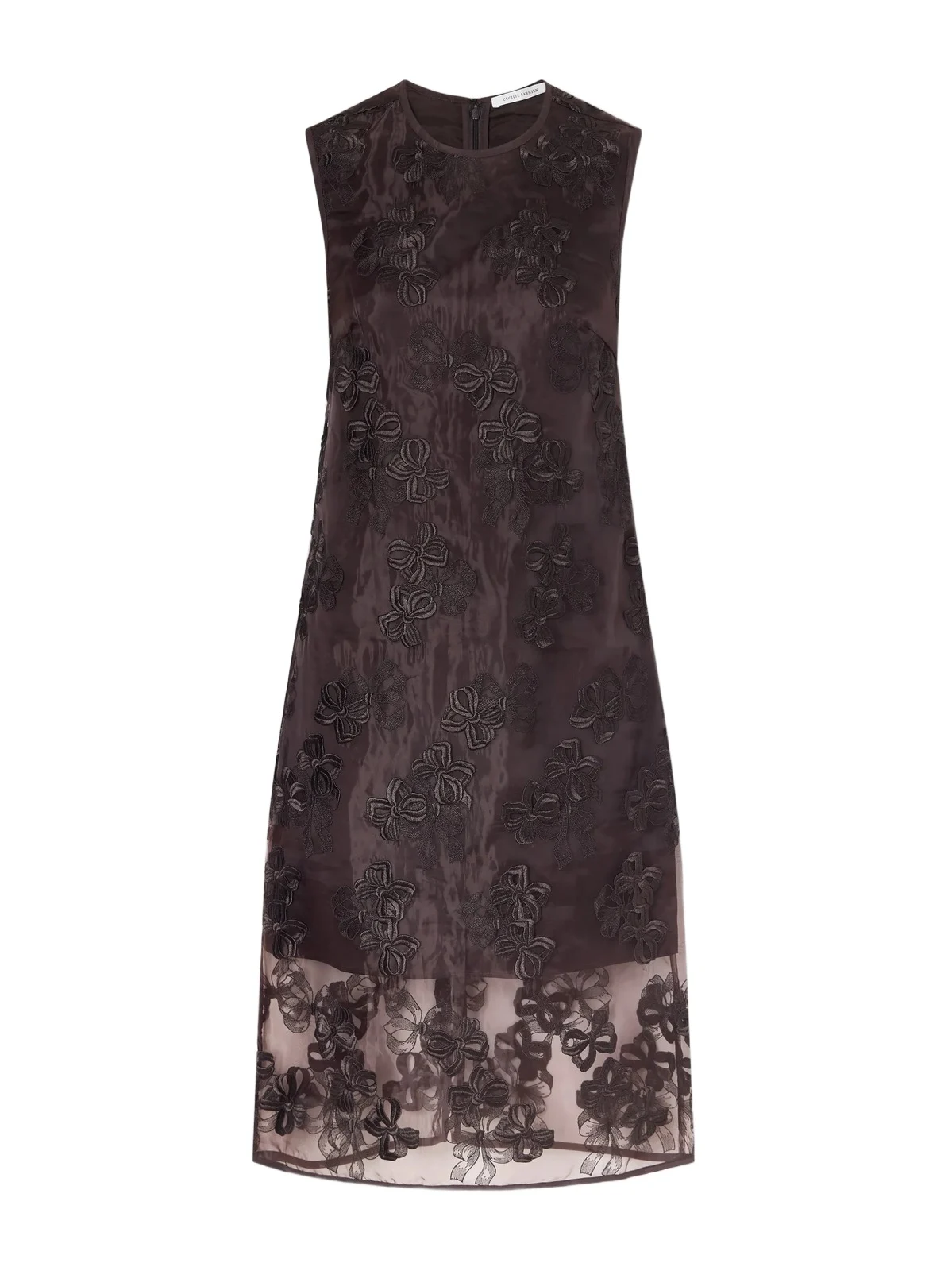 Cbdevin Embroidered Rosette Organza Midi Dress