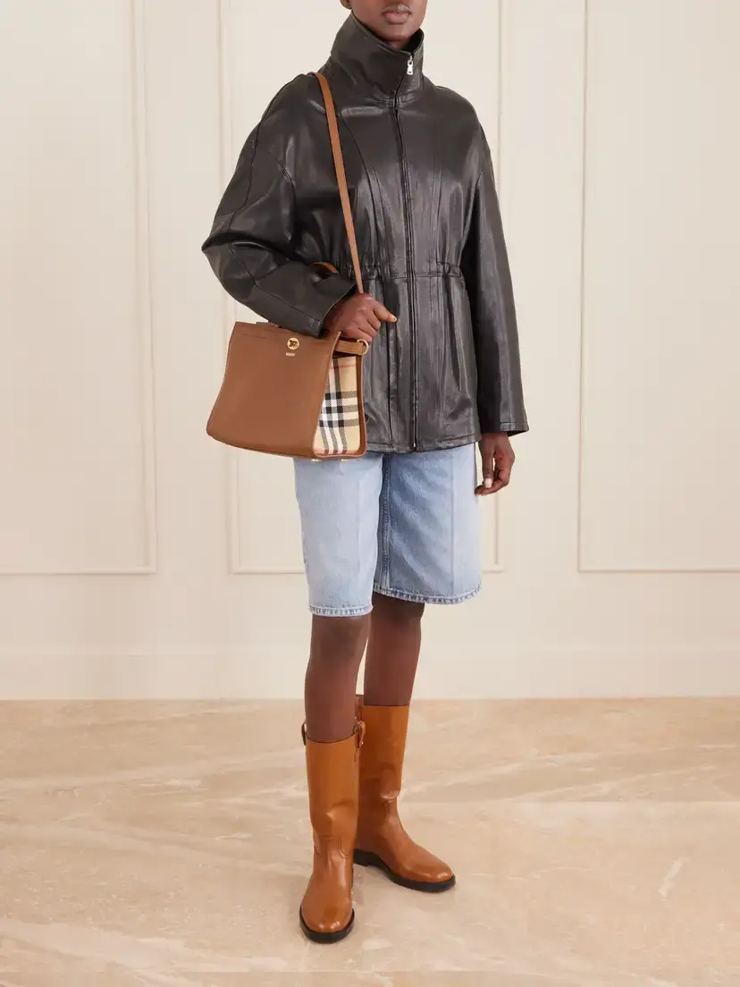 Burberry Cotswolds Small Checked Canvas-trimmed Leather Tote | Thumbnail 3 Burberry Cotswolds Small Checked Canvas-trimmed Leather Tote | Thumbnail 3