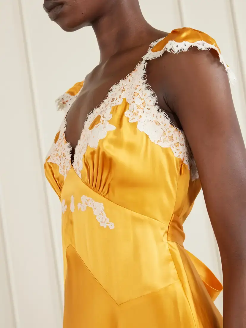 DÔEN Fiona Lace-trimmed Silk-satin Midi Dress | Thumbnail 4 DÔEN Fiona Lace-trimmed Silk-satin Midi Dress | Thumbnail 4