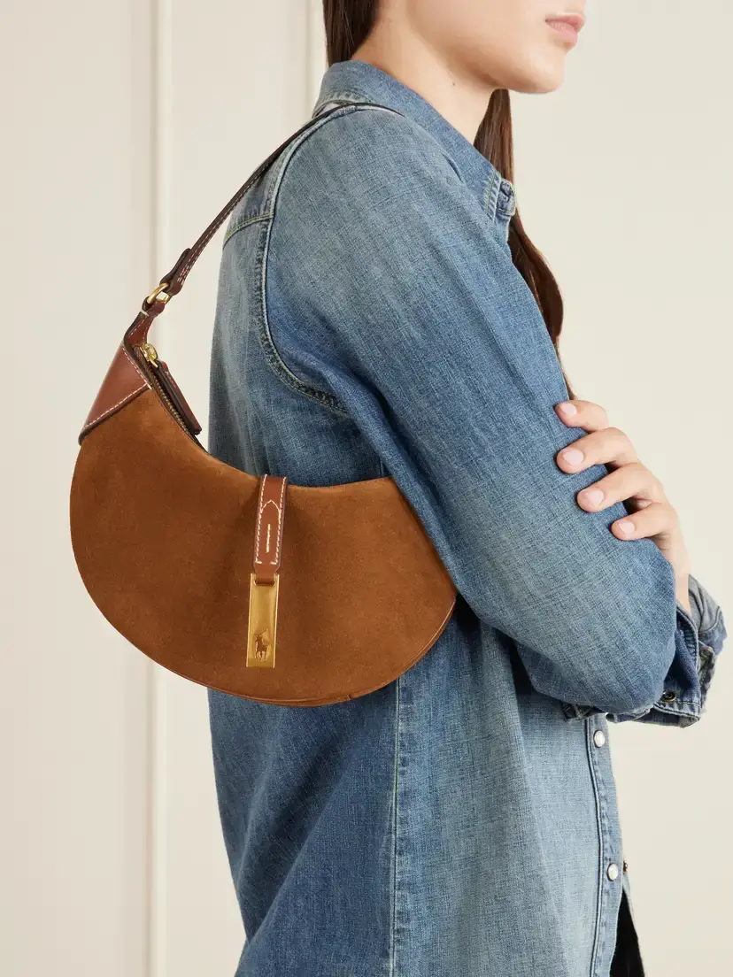 Polo Ralph Lauren Leather-trimmed Suede Shoulder Bag | Thumbnail 2 Polo Ralph Lauren Leather-trimmed Suede Shoulder Bag | Thumbnail 2